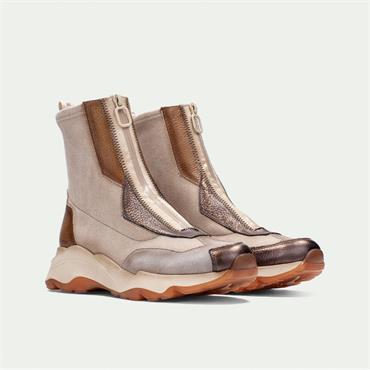 Hispanitas Nepal Front Zip Sporty Boot - Cream Combi